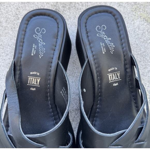 Seychelles Black Platform Sandals Women’s Size 9 Made In Italy Leather Y2K Look - Picture 2 of 10